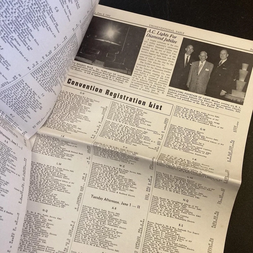 Edison Electric Institute Light's Jubilee 1954 Newspaper Atlantic City Utility
